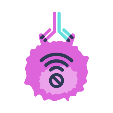 Icon of signal being blocked by bispecific antibody